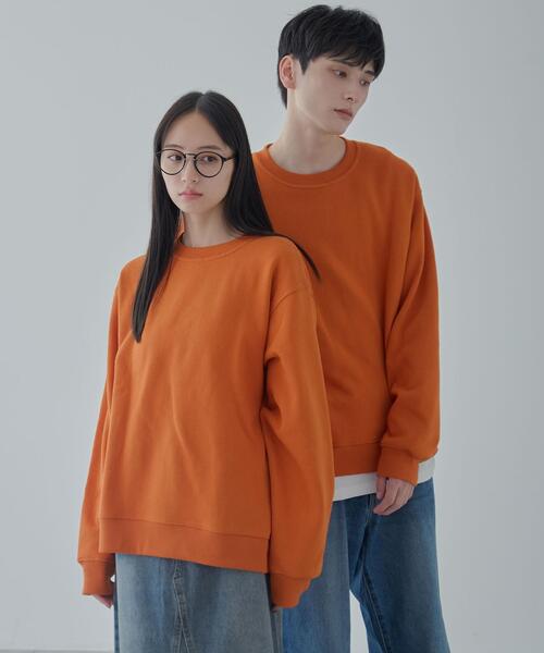 WEGO（ウィゴー）の「WEGO/リラックスフィットスウェットプルオーバー（スウェット・メンズ・ホワイト/杢グレー/ベージュ/ブラック/ネイビー/ダークオレンジ・LARGE/MEDIUM/SMALL）」の12枚目の写真