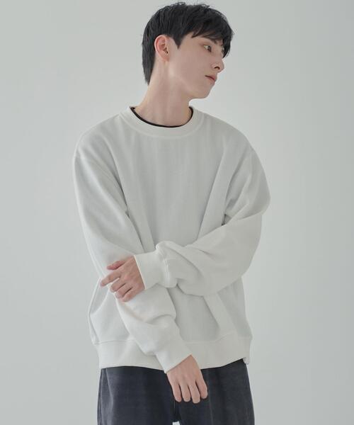 WEGO（ウィゴー）の「WEGO/リラックスフィットスウェットプルオーバー（スウェット・メンズ・ホワイト/杢グレー/ベージュ/ブラック/ネイビー/ダークオレンジ・LARGE/MEDIUM/SMALL）」の13枚目の写真