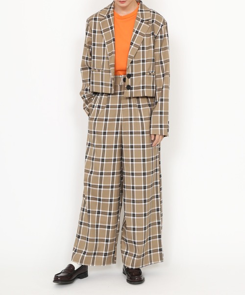 PUNYUS（プニュズ）の「2タックチェックワイドスラックス（スラックス・レディース・ベージュ/グレー・1/2/3/4）」の22枚目の写真