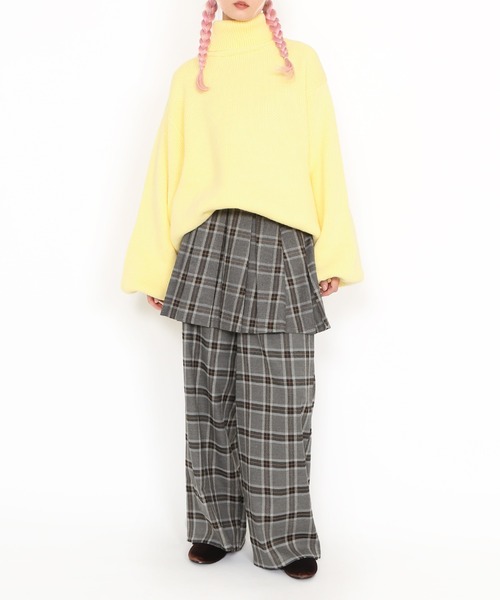 PUNYUS（プニュズ）の「2タックチェックワイドスラックス（スラックス・レディース・ベージュ/グレー・1/2/3/4）」の11枚目の写真