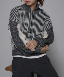 MAISON BREEZE | 【MAISON BREEZE】ストライプニット ハーフZip タートル プルオーバ ーニット 31927R333 XNN(ニット/セーター)