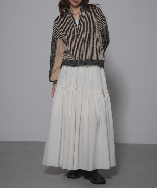 MAISON BREEZE（メゾンブリーズ）の「【MAISON BREEZE】ストライプニット ハーフZip タートル プルオーバ ーニット 31927R333 XNN（ニット/セーター・レディース・ブラック/ベージュ・FREE）」の8枚目の写真