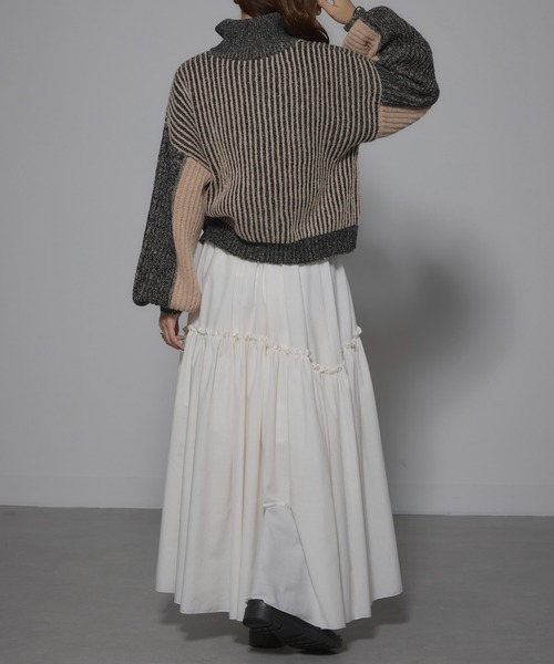 MAISON BREEZE（メゾンブリーズ）の「【MAISON BREEZE】ストライプニット ハーフZip タートル プルオーバ ーニット 31927R333 XNN（ニット/セーター・レディース・ブラック/ベージュ・FREE）」の10枚目の写真