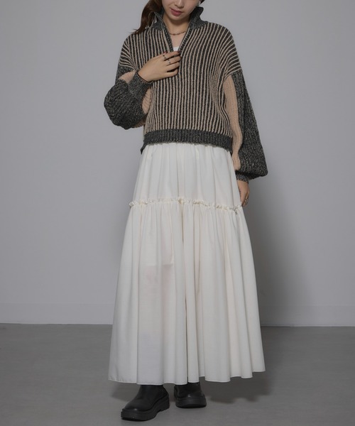 MAISON BREEZE（メゾンブリーズ）の「【MAISON BREEZE】ストライプニット ハーフZip タートル プルオーバ ーニット 31927R333 XNN（ニット/セーター・レディース・ブラック/ベージュ・FREE）」の11枚目の写真