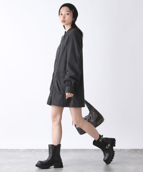 JEANASIS(ジーナシス)の「カコウポケットミニワンピース/146522(ワンピース・レディース・ブラック/ライトベージュ・FREE)」の3枚目の写真