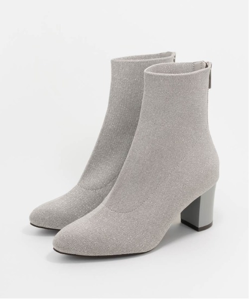 RANDA(ランダ)の「【SUSTAINABLE】ラメニットショートブーツ(ブーツ・レディース・グレイッシュベージュ/シルバー/ブラック・M/L/S/LL)」の8枚目の写真