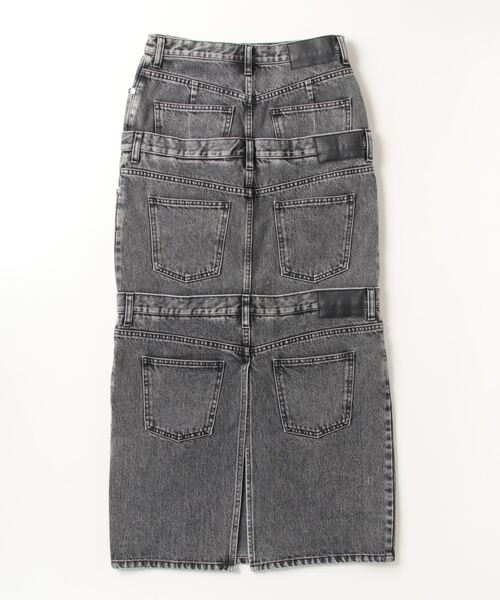 john Denim Skirt-Effect Trousers デニムスカート Washed denim zipped long skirt