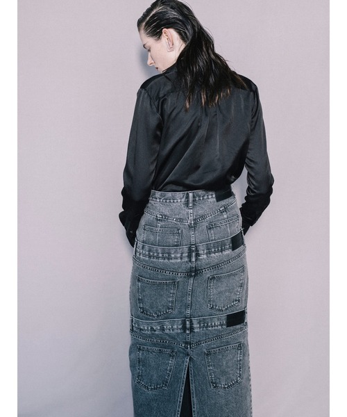 セール】WASHED DENIM STACKED SKIRT（デニムスカート）｜JOHN