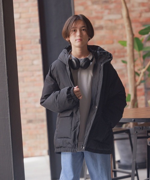 GLOBAL WORK(グローバルワーク)の「エアサーマル撥水フード/AND YUA ANY/115751(ダウンジャケット/コート・キッズ・チャコール/ブラック・150cm/160cm)」の7枚目の写真