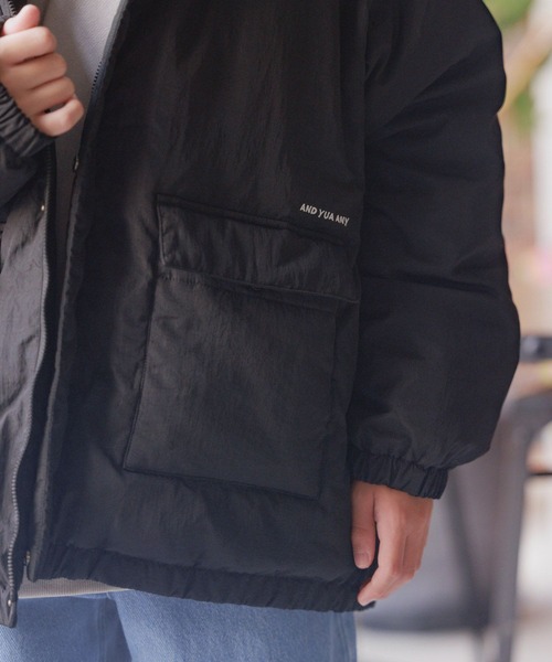GLOBAL WORK(グローバルワーク)の「エアサーマル撥水フード/AND YUA ANY/115751(ダウンジャケット/コート・キッズ・チャコール/ブラック・150cm/160cm)」の8枚目の写真
