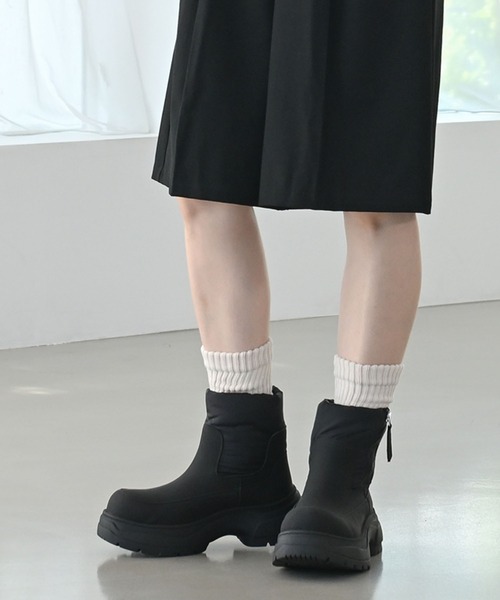 撥水・防寒スノーブーツ/厚底スニーカーソールショートブーツ（ブーツ