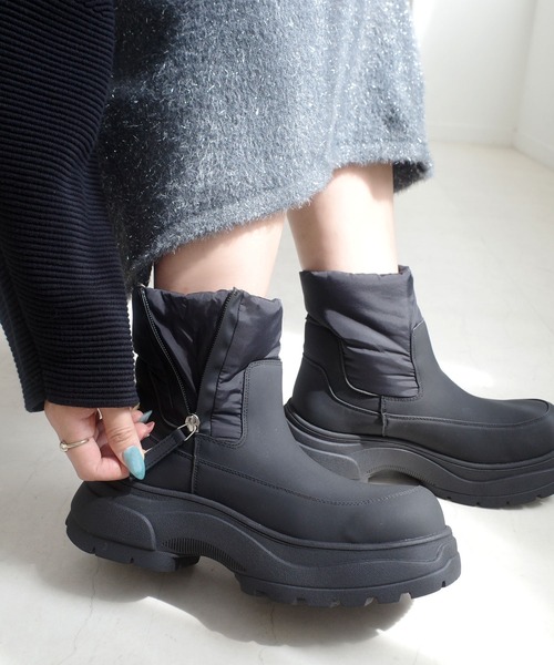 撥水・防寒スノーブーツ/厚底スニーカーソールショートブーツ（ブーツ