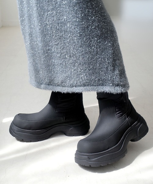 撥水・防寒スノーブーツ/厚底スニーカーソールショートブーツ（ブーツ