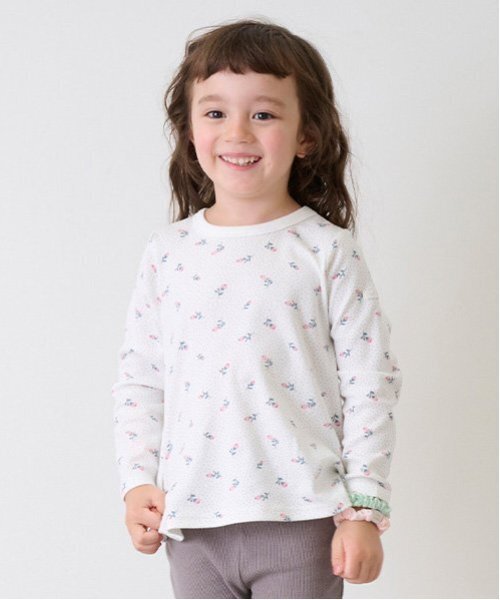 petit main（プティマイン）の「【プティプラ】GIRLS長袖T（Tシャツ/カットソー・キッズ・キナリ/ネイビー/ラベンダー/チャコール/ピンク/オフホワイト/クリーム/アイボリー/ライトピンク/ブラック・90cm/100cm/110cm/120cm/130cm/80ｃｍ）」の2枚目の写真