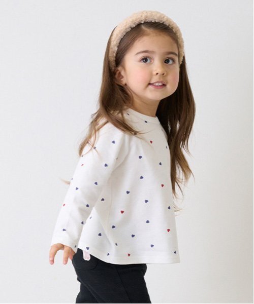 petit main（プティマイン）の「【プティプラ】GIRLS長袖T（Tシャツ/カットソー・キッズ・キナリ/ネイビー/ラベンダー/チャコール/ピンク/オフホワイト/クリーム/アイボリー/ライトピンク/ブラック・90cm/100cm/110cm/120cm/130cm/80ｃｍ）」の3枚目の写真