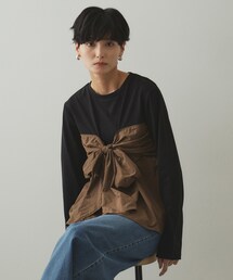 OPAQUE.CLIP | リボンビスチェ ドッキングカットソー【洗濯機洗い可】(Tシャツ/カットソー)