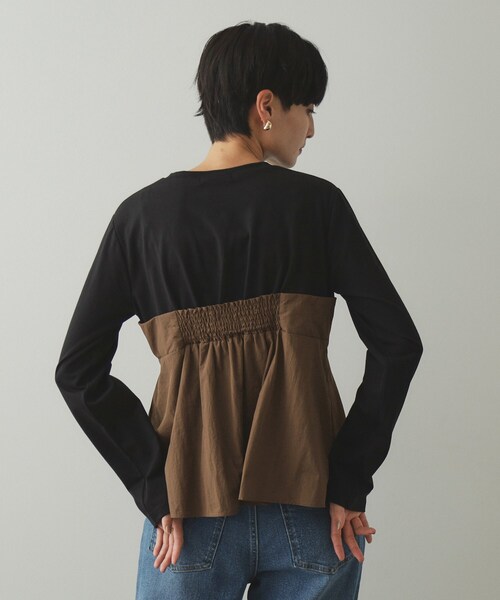 セール】リボンビスチェ ドッキングカットソー【洗濯機洗い可】（T