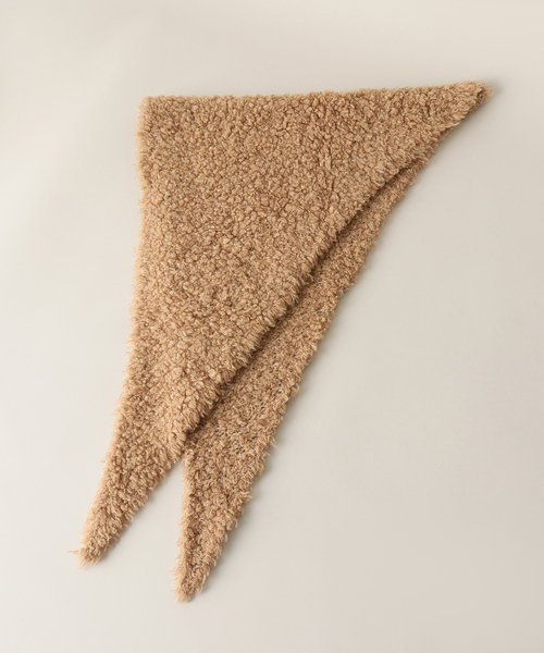 ASAUCE MELER（アソースメレ）の「ASAUCE MELER/アソースメ TEDDY TRIAGLE ストール（マフラー・レディース・ベージュ・FREE）」の2枚目の写真