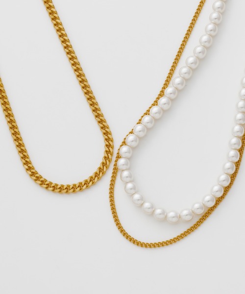 MANA＊マナ＊530236 パールセパレートチェーンネックレス(ゴールド) 530236 pearl separate chain necklace