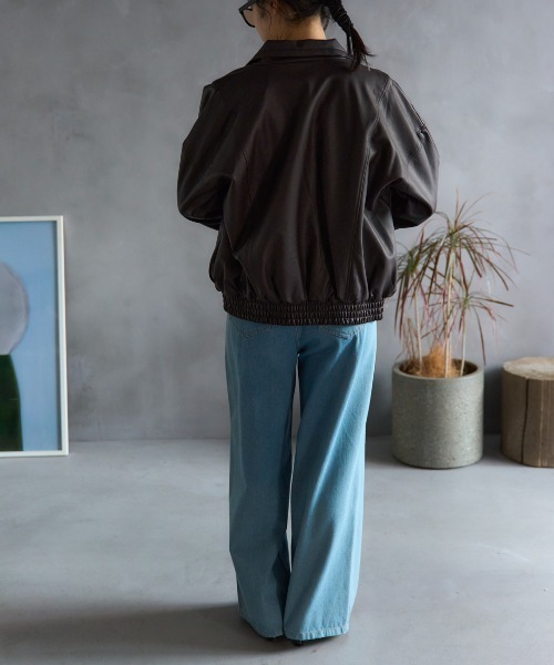 セール】オーバーサイズ フェイクレザージャケット/セットアップ対応