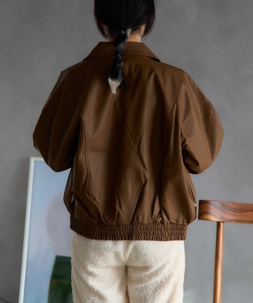 セール】オーバーサイズ フェイクレザージャケット/セットアップ対応