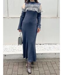 MERCURYDUO | チュールドッキングフレアマーメイドワンピース(ワンピース)