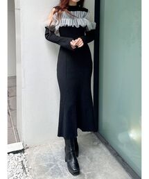 MERCURYDUO | チュールドッキングフレアマーメイドワンピース(ワンピース)