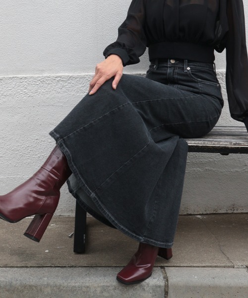 セール】ストレッチデニムマーメイドスカート（デニムスカート