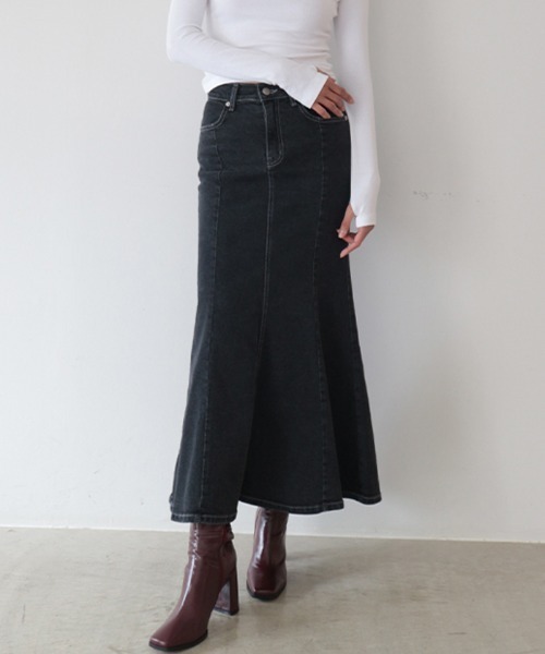 AMBIENT(アンビエント)の「ストレッチデニムマーメイドスカート(デニムスカート・レディース・ダークインディゴブルー・S)」の9枚目の写真