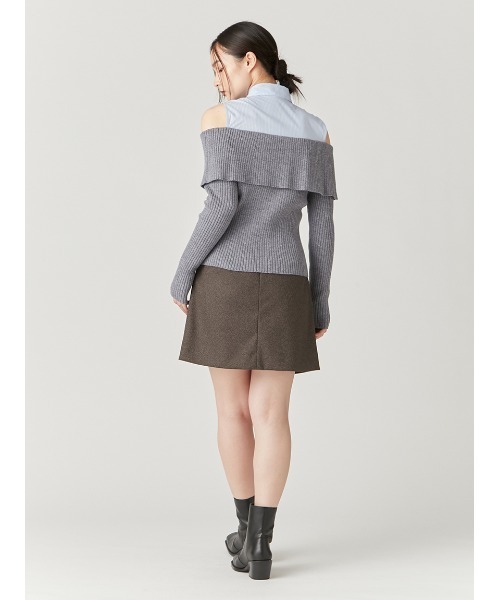 フレイアイディー pierre cardinシャツコンビオフショルプルオーバー FRAY I.D（フレイアイディー）の「【pierre cardin】シャツ