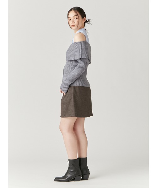 FRAY ID【pierre cardin】シャツコンビオフショルプルオーバー 新作！【pierre cardin】シャツコンビオフショルプルオーバー