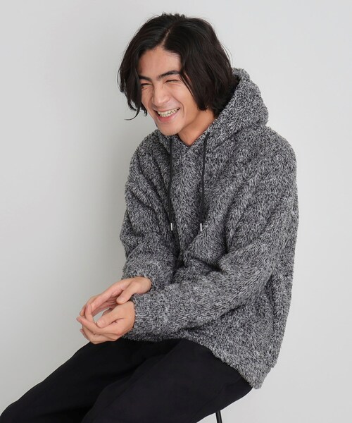 THE SHOP TK （ザ ショップ ティーケー ）の「◆ボアフリースプルオーバーパーカー（パーカー・メンズ・ブラック/ブラウン系その他/チャコールグレー・02/03）」の2枚目の写真