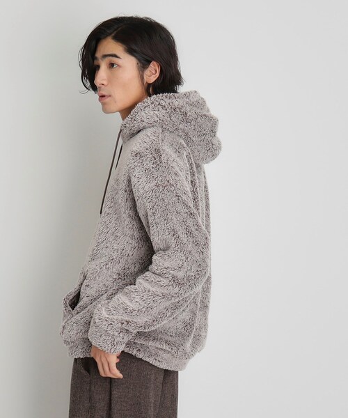 THE SHOP TK （ザ ショップ ティーケー ）の「◆ボアフリースプルオーバーパーカー（パーカー・メンズ・ブラック/ブラウン系その他/チャコールグレー・02/03）」の9枚目の写真