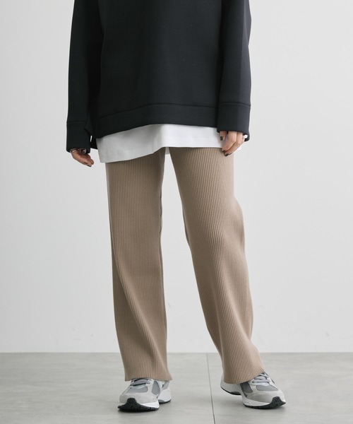AMERICAN HOLIC（アメリカンホリック）の「バイパチリブニットパンツ（その他パンツ・レディース・ブラック/杢グレー/モカ・L/M）」の2枚目の写真