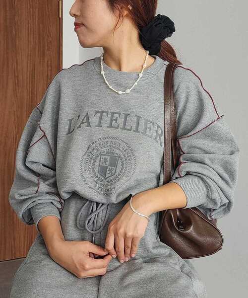 CRAFT STANDARD BOUTIQUE(クラフトスタンダードブティック)の「配色ロゴメロープルオーバー(スウェット・レディース・ホワイト系その他/マスタード/ブラック/カーキ/杢グレー・FREE)」の4枚目の写真