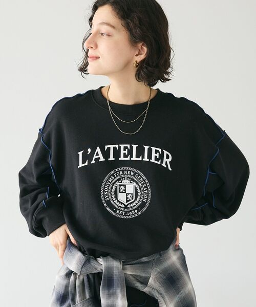 CRAFT STANDARD BOUTIQUE(クラフトスタンダードブティック)の「配色ロゴメロープルオーバー(スウェット・レディース・ホワイト系その他/マスタード/ブラック/カーキ/杢グレー・FREE)」の7枚目の写真