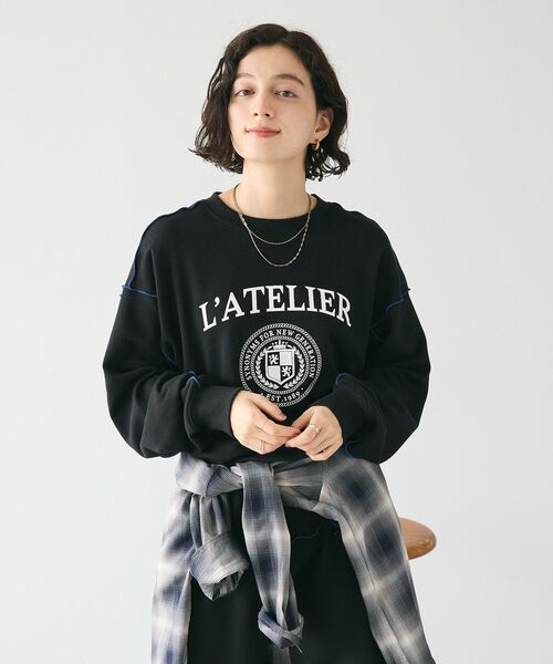 CRAFT STANDARD BOUTIQUE(クラフトスタンダードブティック)の「配色ロゴメロープルオーバー(スウェット・レディース・ホワイト系その他/マスタード/ブラック/カーキ/杢グレー・FREE)」の8枚目の写真