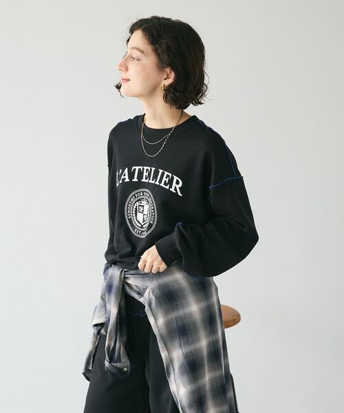 CRAFT STANDARD BOUTIQUE(クラフトスタンダードブティック)の「配色ロゴメロープルオーバー(スウェット・レディース・ホワイト系その他/マスタード/ブラック/カーキ/杢グレー・FREE)」の9枚目の写真