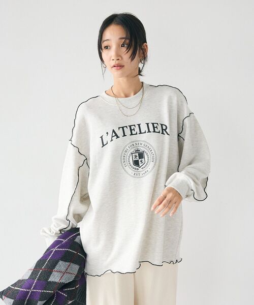 CRAFT STANDARD BOUTIQUE(クラフトスタンダードブティック)の「配色ロゴメロープルオーバー(スウェット・レディース・ホワイト系その他/マスタード/ブラック/カーキ/杢グレー・FREE)」の13枚目の写真