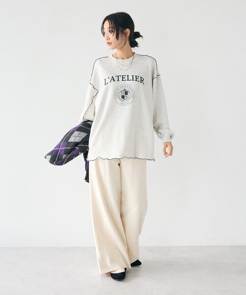 CRAFT STANDARD BOUTIQUE(クラフトスタンダードブティック)の「配色ロゴメロープルオーバー(スウェット・レディース・ホワイト系その他/マスタード/ブラック/カーキ/杢グレー・FREE)」の15枚目の写真