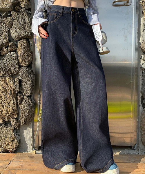 ハイウエストスーパーワイドデニムパンツ（デニムパンツ）｜LOWO