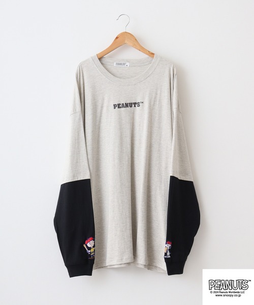 PEANUTS（ピーナッツ）の「PEATNUTS フェイクレイヤードTシャツ（Tシャツ/カットソー・メンズ・グリーン系その他/ブルー系その他/イエロー系その他/グレー系その他/アイボリー系/ブラック系その他・M/L/LL）」の4枚目の写真