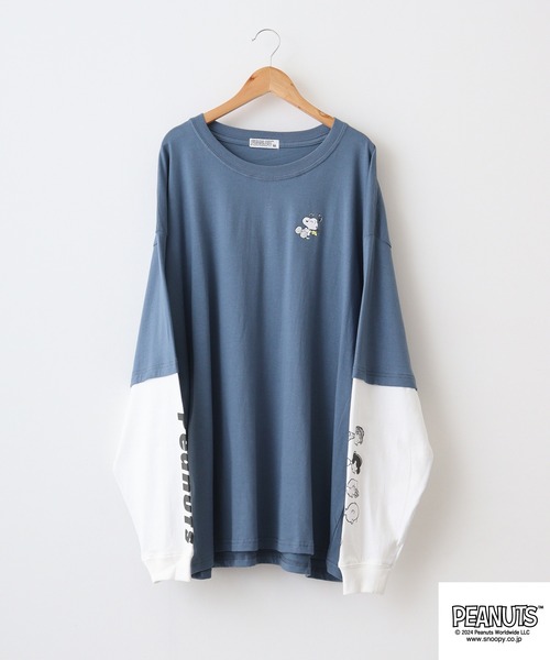 PEANUTS（ピーナッツ）の「PEATNUTS フェイクレイヤードTシャツ（Tシャツ/カットソー・メンズ・グリーン系その他/ブルー系その他/イエロー系その他/グレー系その他/アイボリー系/ブラック系その他・M/L/LL）」の5枚目の写真