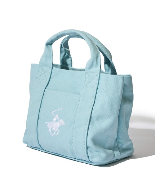 BEVERLY HILLS POLO CLUB(ビバリーヒルズポロクラブ)の「【BEVERLY HILLS POLO CLUB / ビバリーヒルズポロクラブ】16ozキャンバスロゴ刺繍ミニトートバッグ(トートバッグ・レディース・ホワイト系1/ホワイト系2/サックスブルー/ホワイト系3/ホワイト系4/ブラック・FREE)」の6枚目の写真