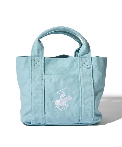 BEVERLY HILLS POLO CLUB(ビバリーヒルズポロクラブ)の「【BEVERLY HILLS POLO CLUB / ビバリーヒルズポロクラブ】16ozキャンバスロゴ刺繍ミニトートバッグ(トートバッグ・レディース・ホワイト系1/ホワイト系2/サックスブルー/ホワイト系3/ホワイト系4/ブラック・FREE)」の10枚目の写真