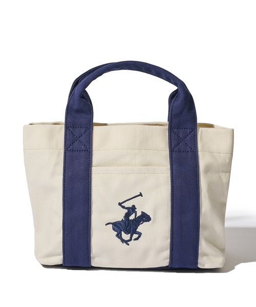 BEVERLY HILLS POLO CLUB(ビバリーヒルズポロクラブ)の「【BEVERLY HILLS POLO CLUB / ビバリーヒルズポロクラブ】16ozキャンバスロゴ刺繍ミニトートバッグ(トートバッグ・レディース・ホワイト系1/ホワイト系2/サックスブルー/ホワイト系3/ホワイト系4/ブラック・FREE)」の9枚目の写真