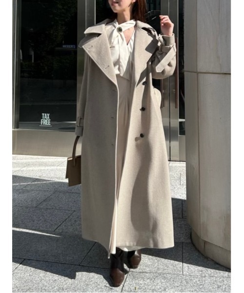 お値下げ!!アニュアンス　ボウタイドレープワンピース　М アニュアンス anuans ボウタイドレープワンピース （KHAKI BEIGE