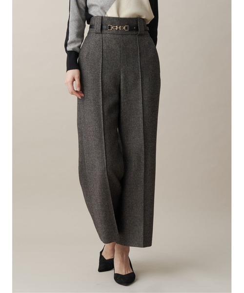 ウールヘリンボンワイドパンツ
