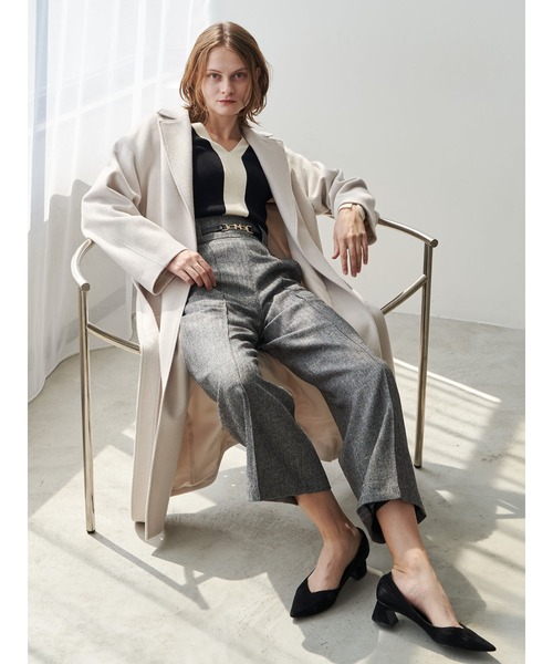 ウールヘリンボンワイドパンツ