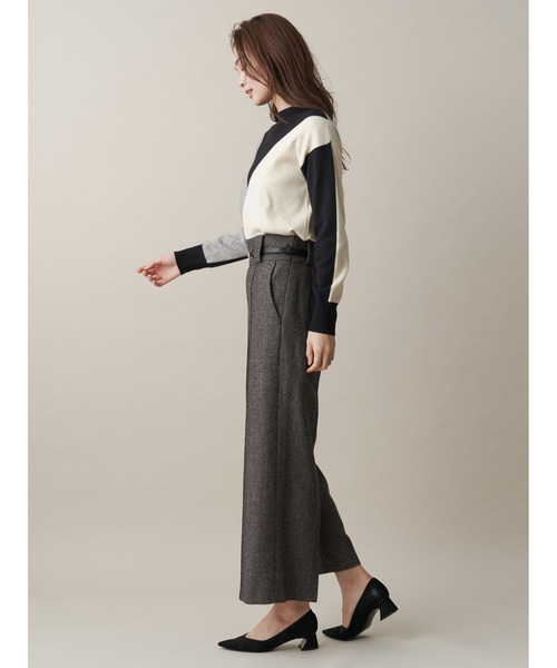 ウールヘリンボンワイドパンツ